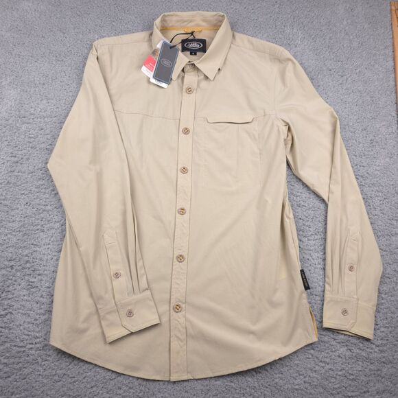 Land Rover Adventure Mens Shirt Sz S Sand Outdoor UV Protection Insect Repellent